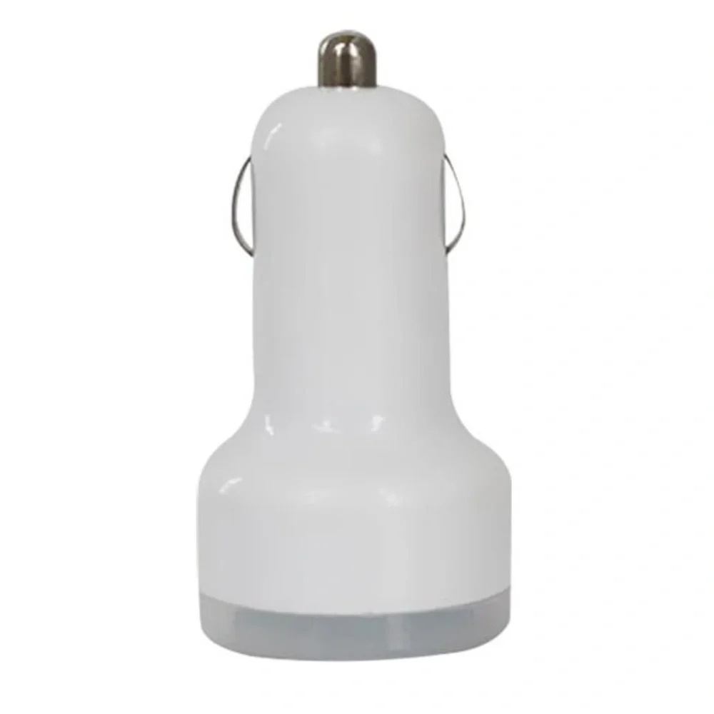 White Dual USB Universal Adapter Car Charger